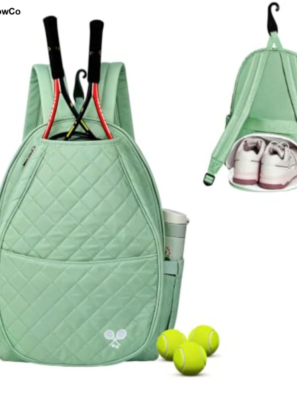 Water-Resistant Tennis Backpack Racket Bag for Women with Shoe Compartment